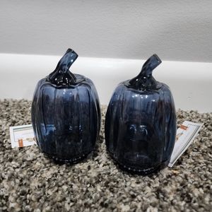 NWT Target Navy Blue glass Pumpkin set